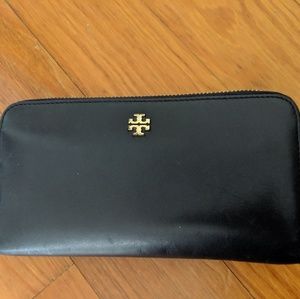 Tory Burch Navy Continental Zip Elephant Wallet